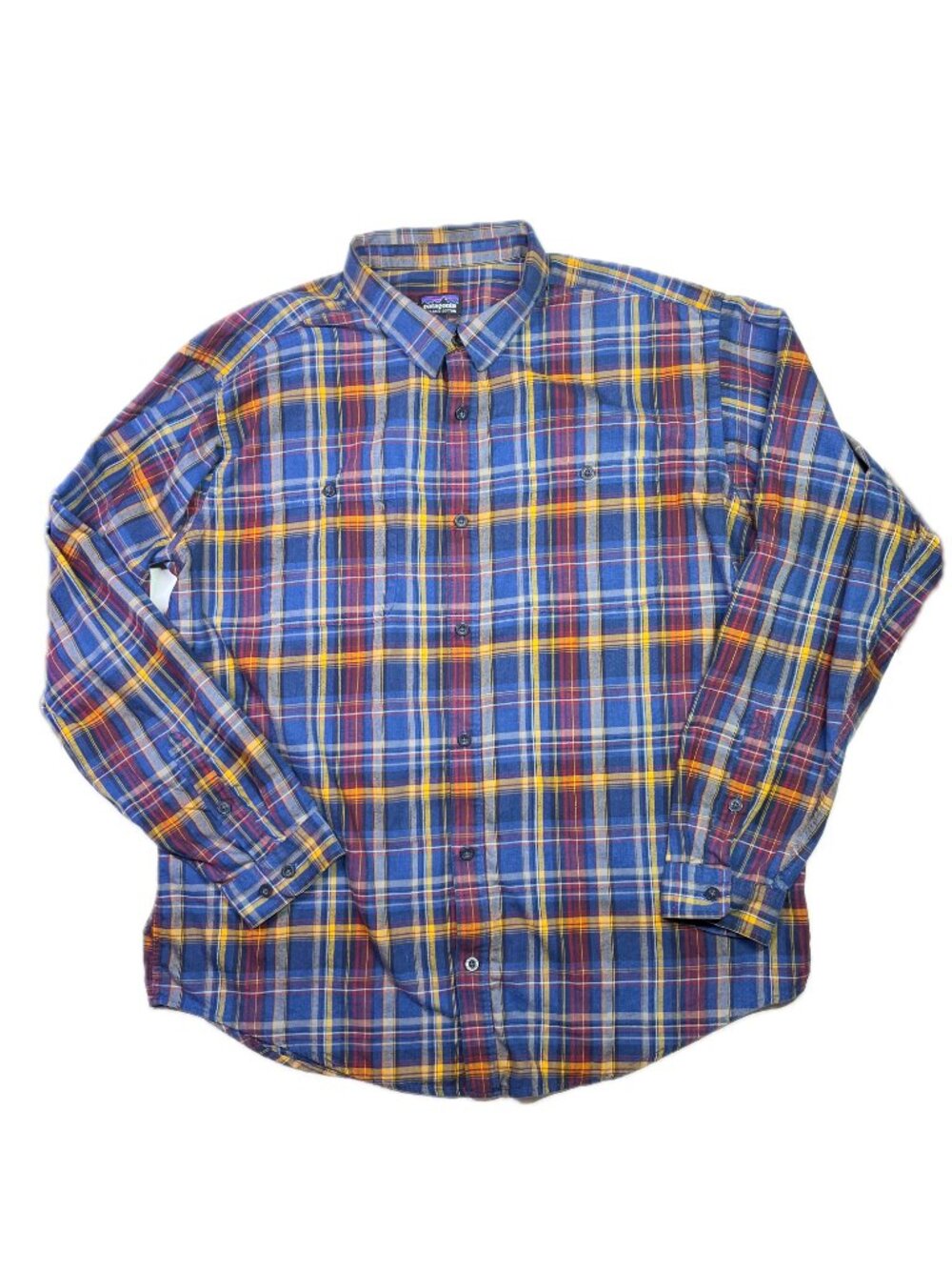 Patagonia Men's XL Organic Cotton Plaid Flannel Shirt Blue 53837